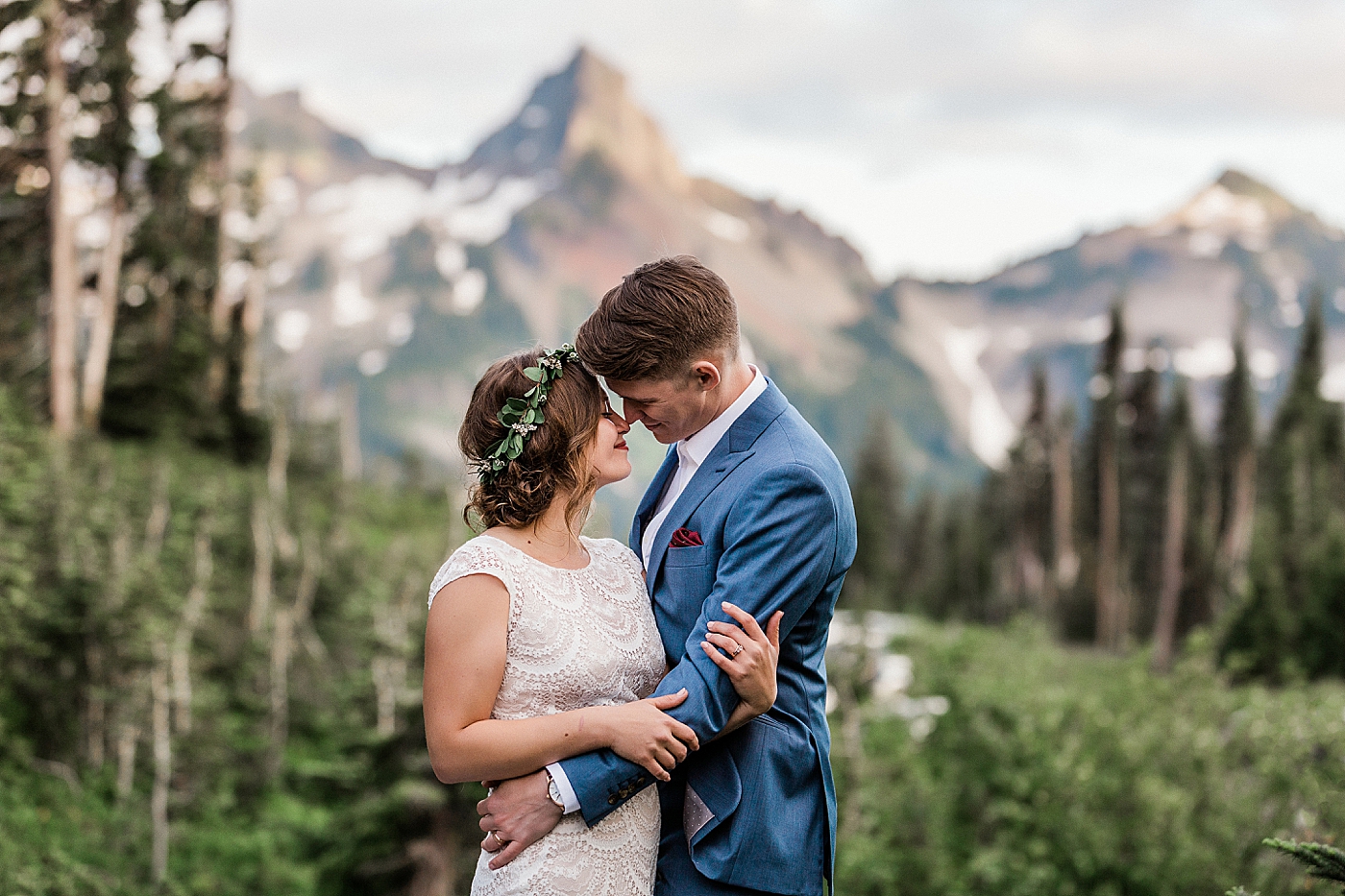 PNW Mountain Elopement | Bride and Groom Portraits | Megan Montalvo Photography