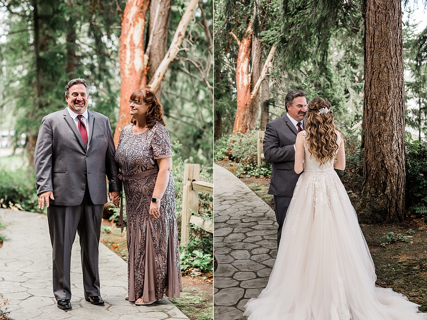 Parents see bride for special first look at Cedar Springs wedding venue. Photos by Port Orchard Wedding Photographer, Megan Montalvo Photography. 