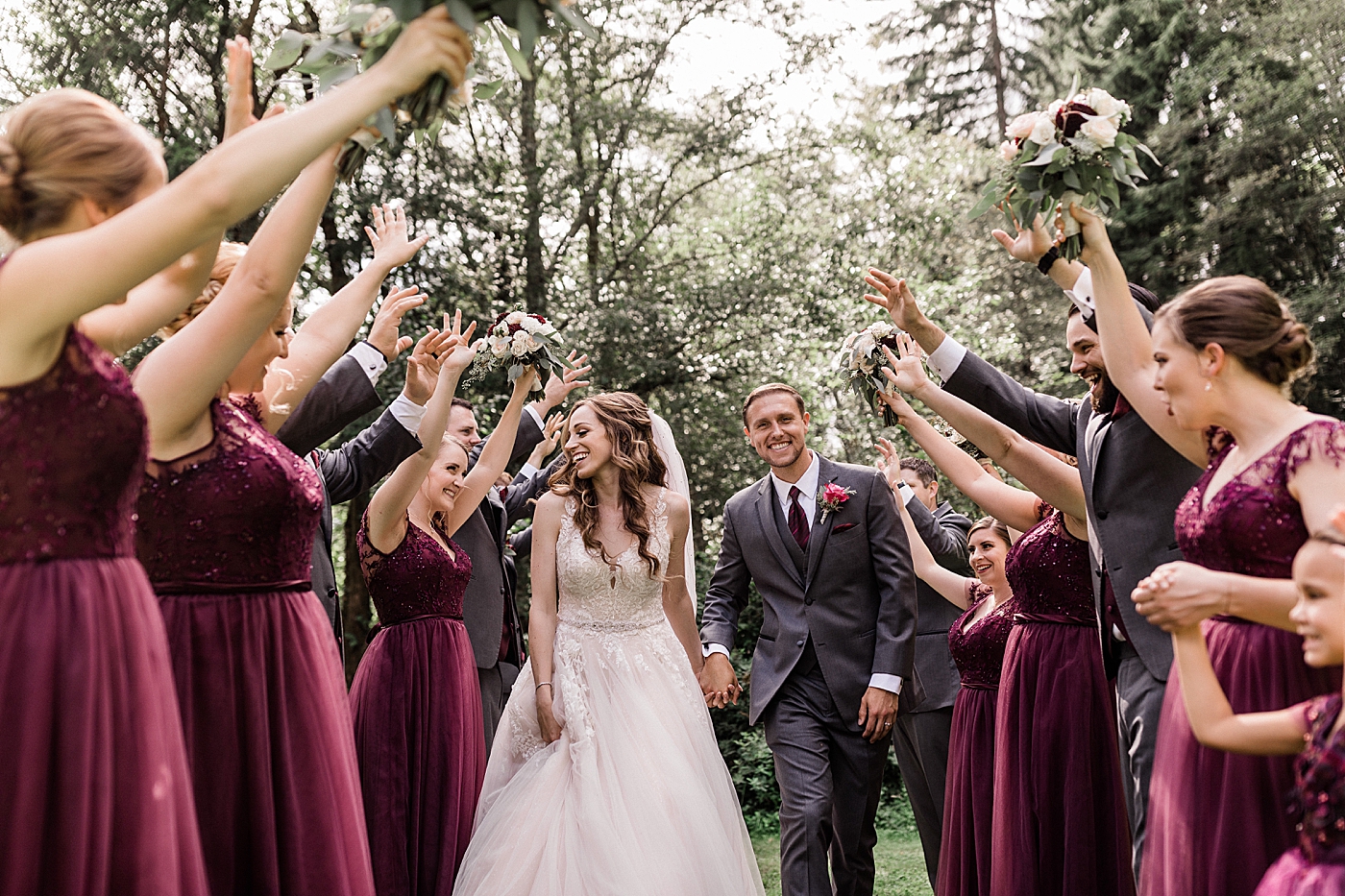Bridal party wedding photos at Cedar Springs in Port Orchard, WA. Photographed by Tacoma Wedding Photographer, Megan Montalvo Photography. 