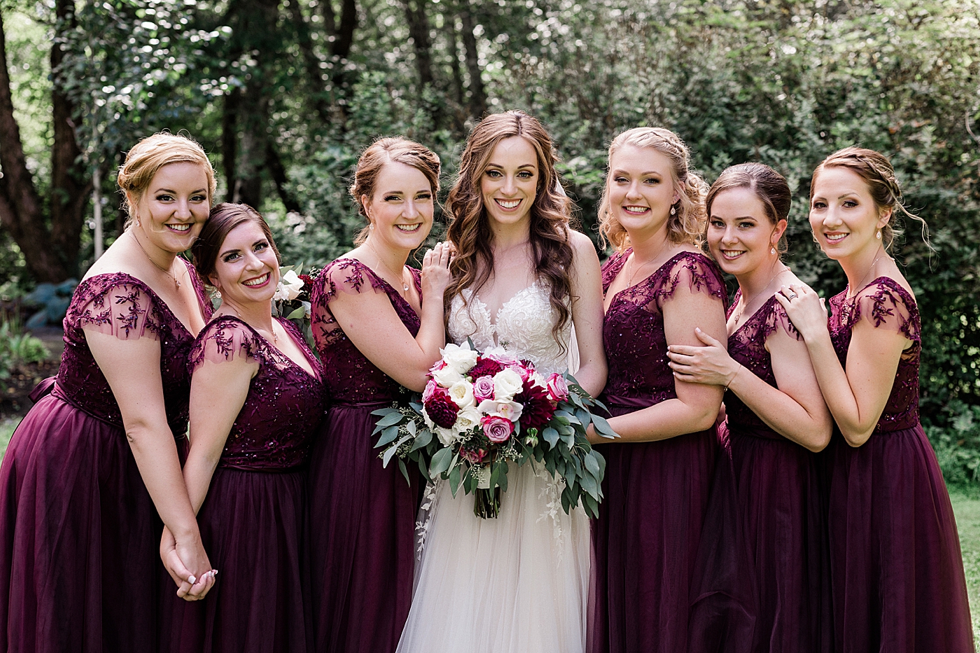 Bridal party wedding photos at Cedar Springs in Port Orchard, WA. Photographed by Tacoma Wedding Photographer, Megan Montalvo Photography. 