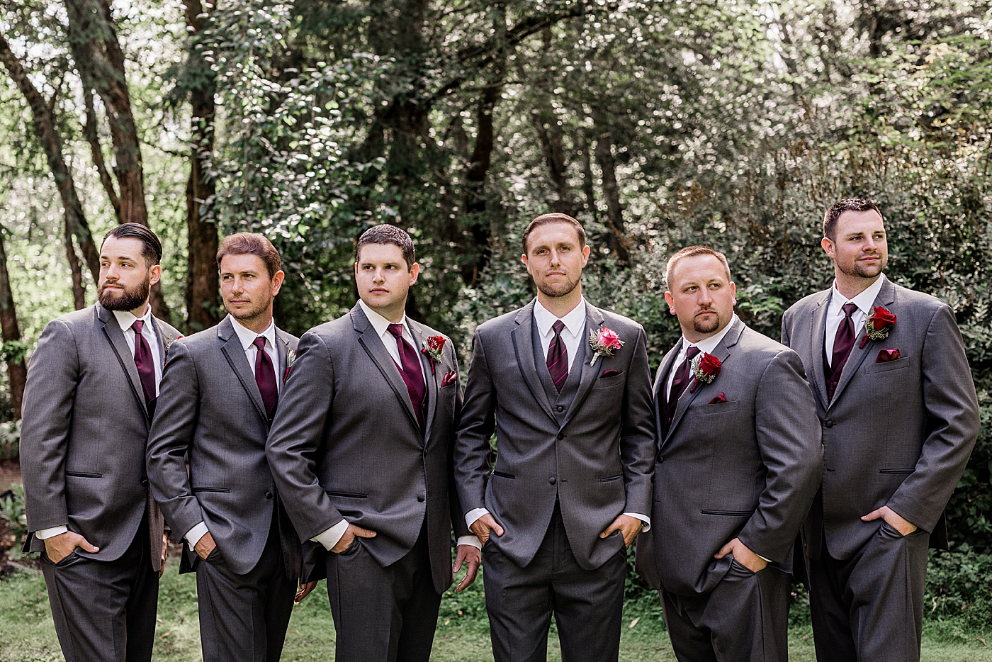 Groom and groomsment wedding photos at Cedar Springs in Port Orchard, WA. Photographed by Tacoma Wedding Photographer, Megan Montalvo Photography. 
