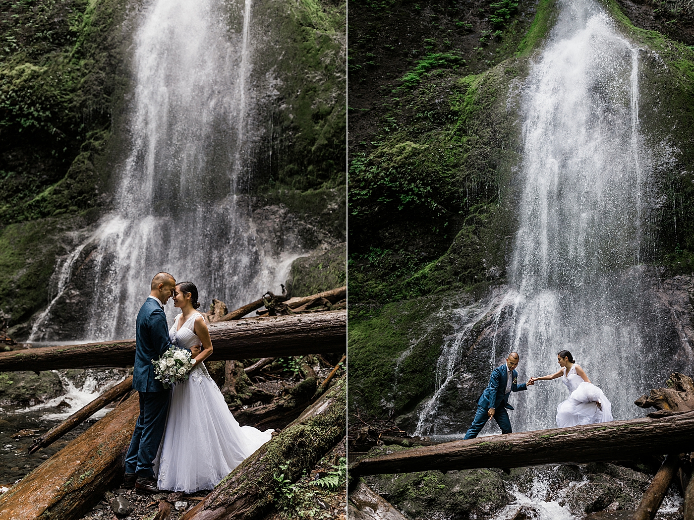 Olympic National Park Elopement at Marymere Falls. Photographed by Adventure Elopement Photographer, Megan Montalvo Photography. 