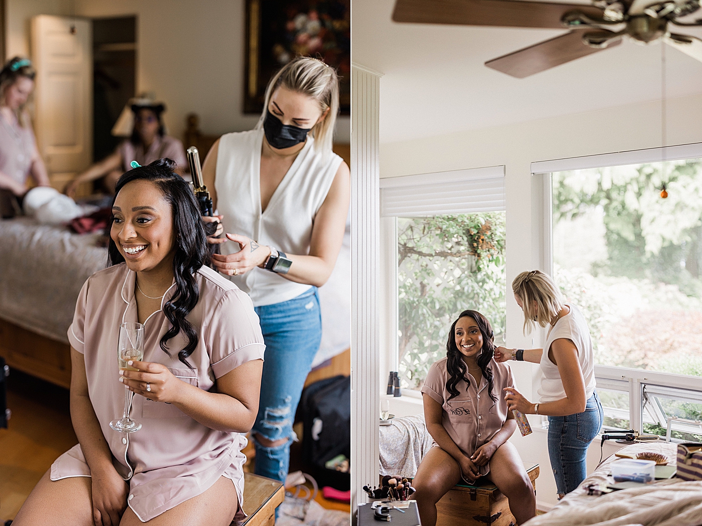 Bride to be getting ready for elopement at Lake Crescent | Photo by Megan Montalvo Photography