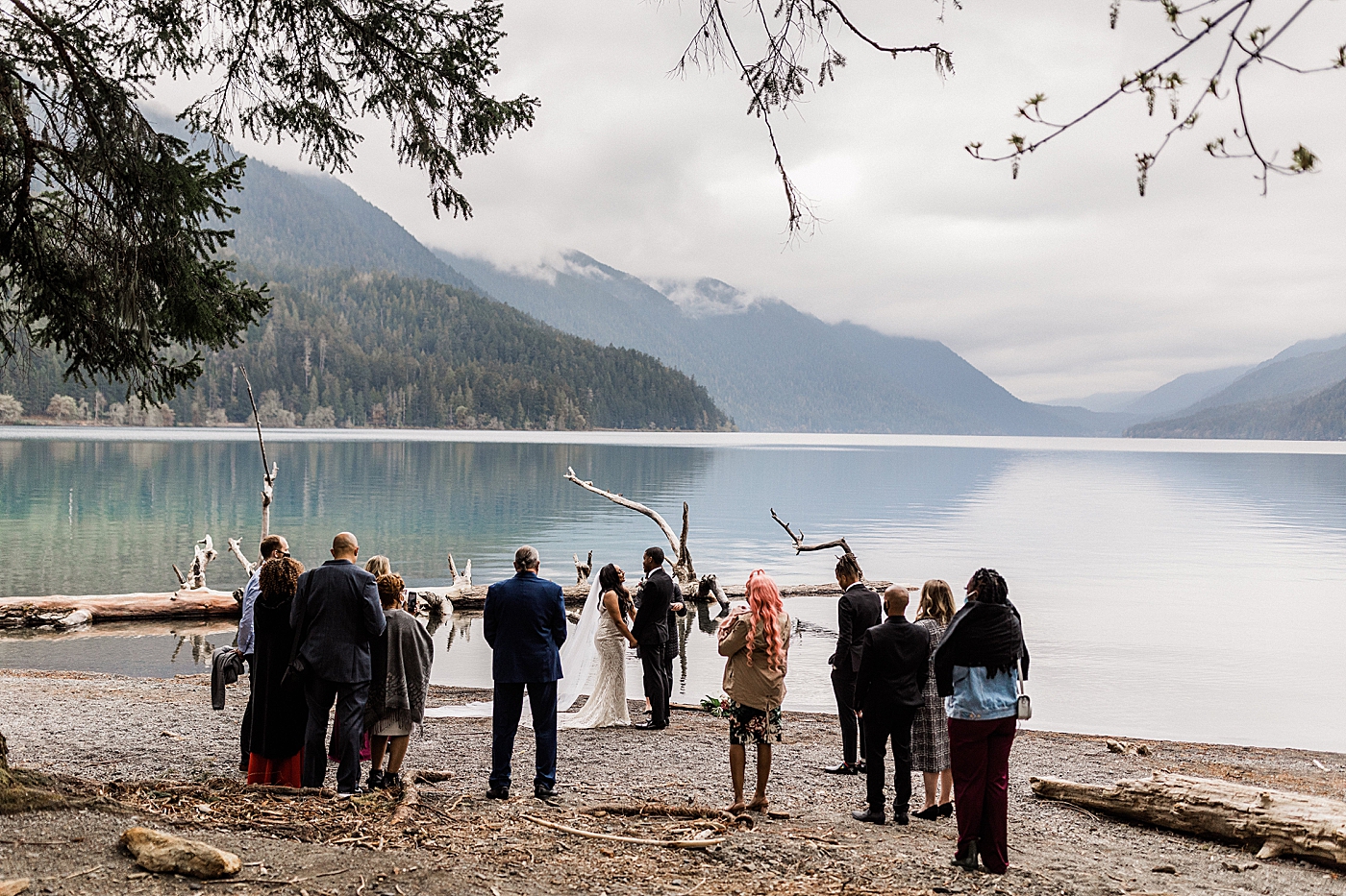 Intimate elopement ceremony in the Olympic National Park at Lake Crescent | Photo by Megan Montalvo Photography