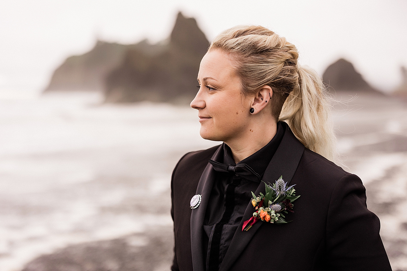 Bridal portraits at Ruby Beach. Photo by Megan Montalvo Photography.
