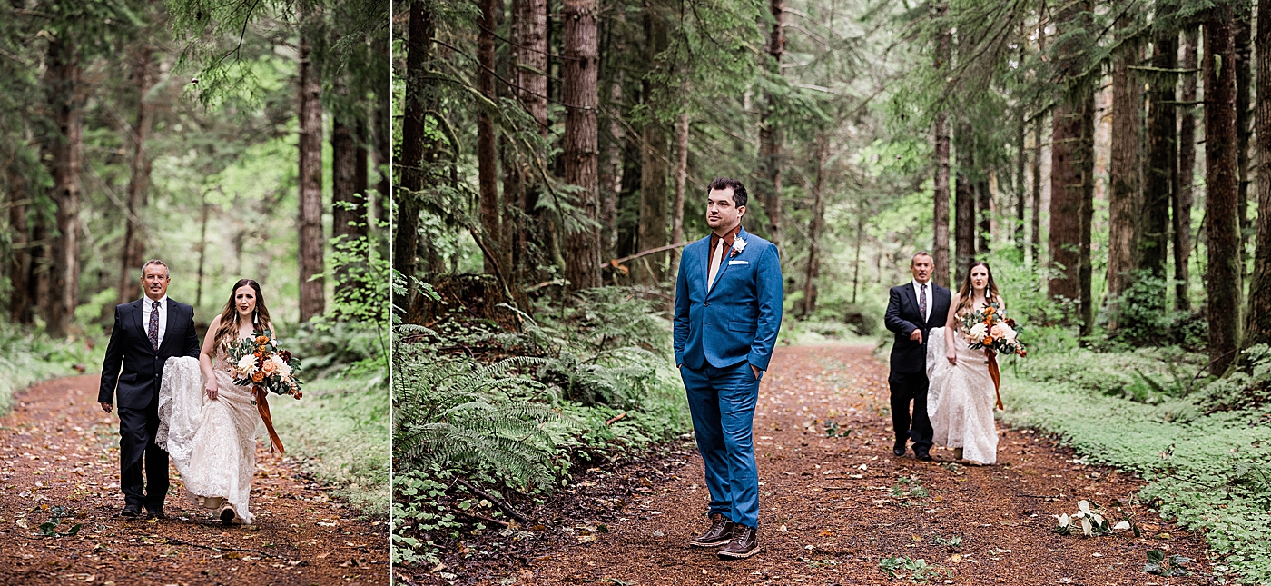First look in the middle of the forest at Mt Rainier | Megan Montalvo Photography