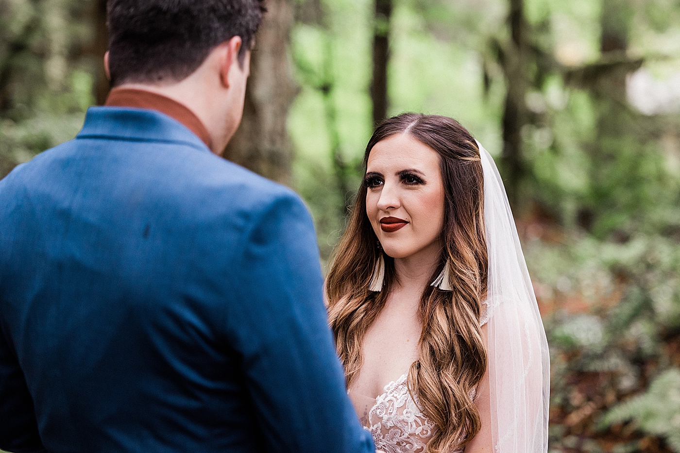 First look between bride and groom before elopement at Mt Rainier | Megan Montalvo Photography