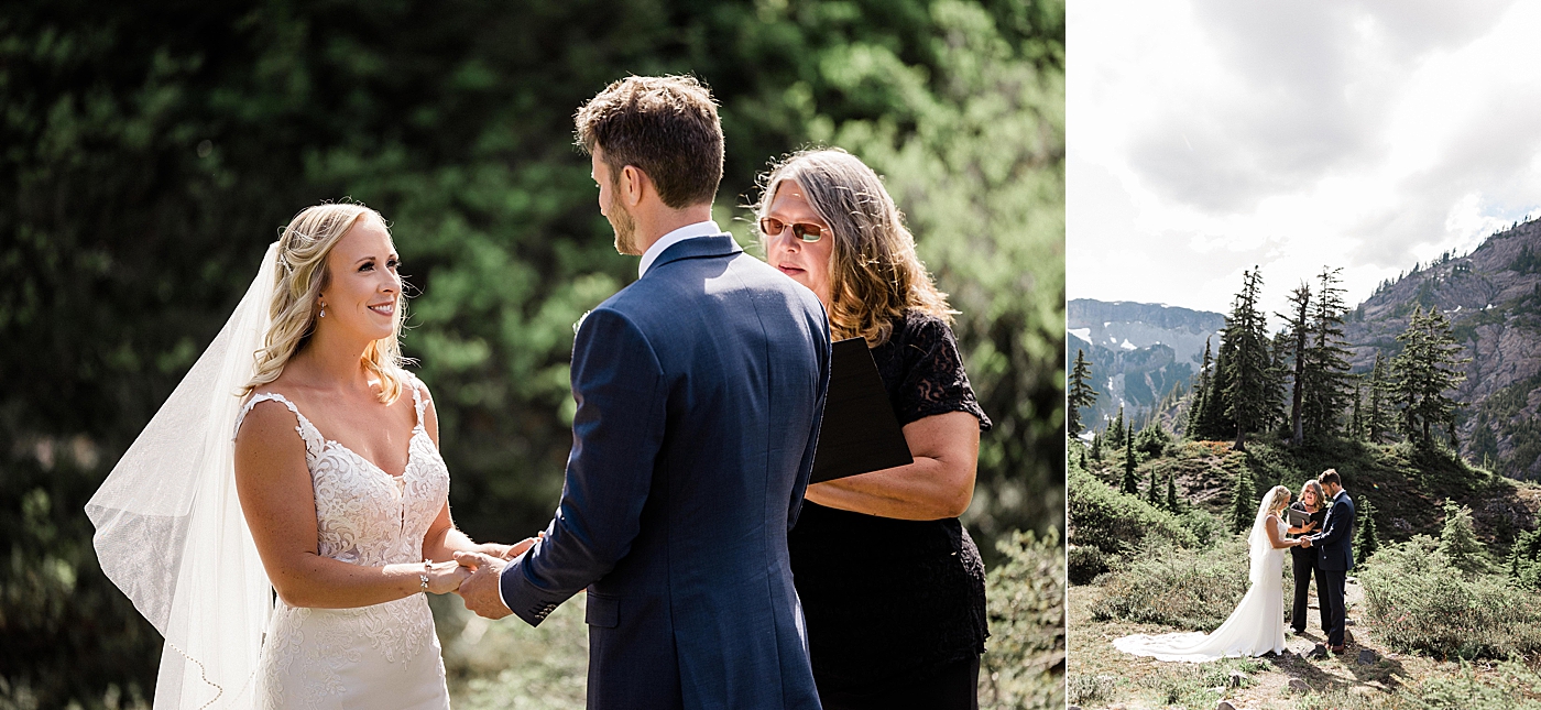 Elopement ceremony at Heather Meadows. Photo by Megan Montalvo Photography.