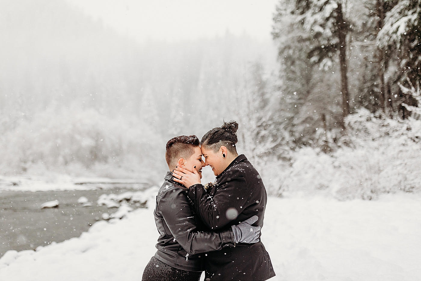 Same sex couple portraits during intimate elopement. Photo by Megan Montalvo Photography.