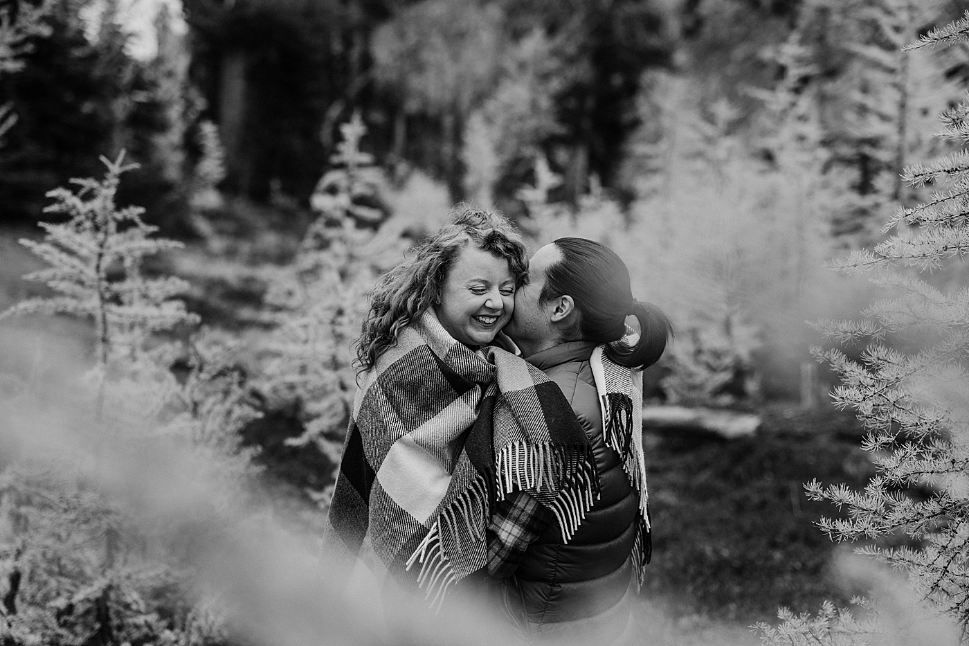 Fall engagement photos in Leavenworth during peak season for larches. Photo by Megan Montalvo Photography.