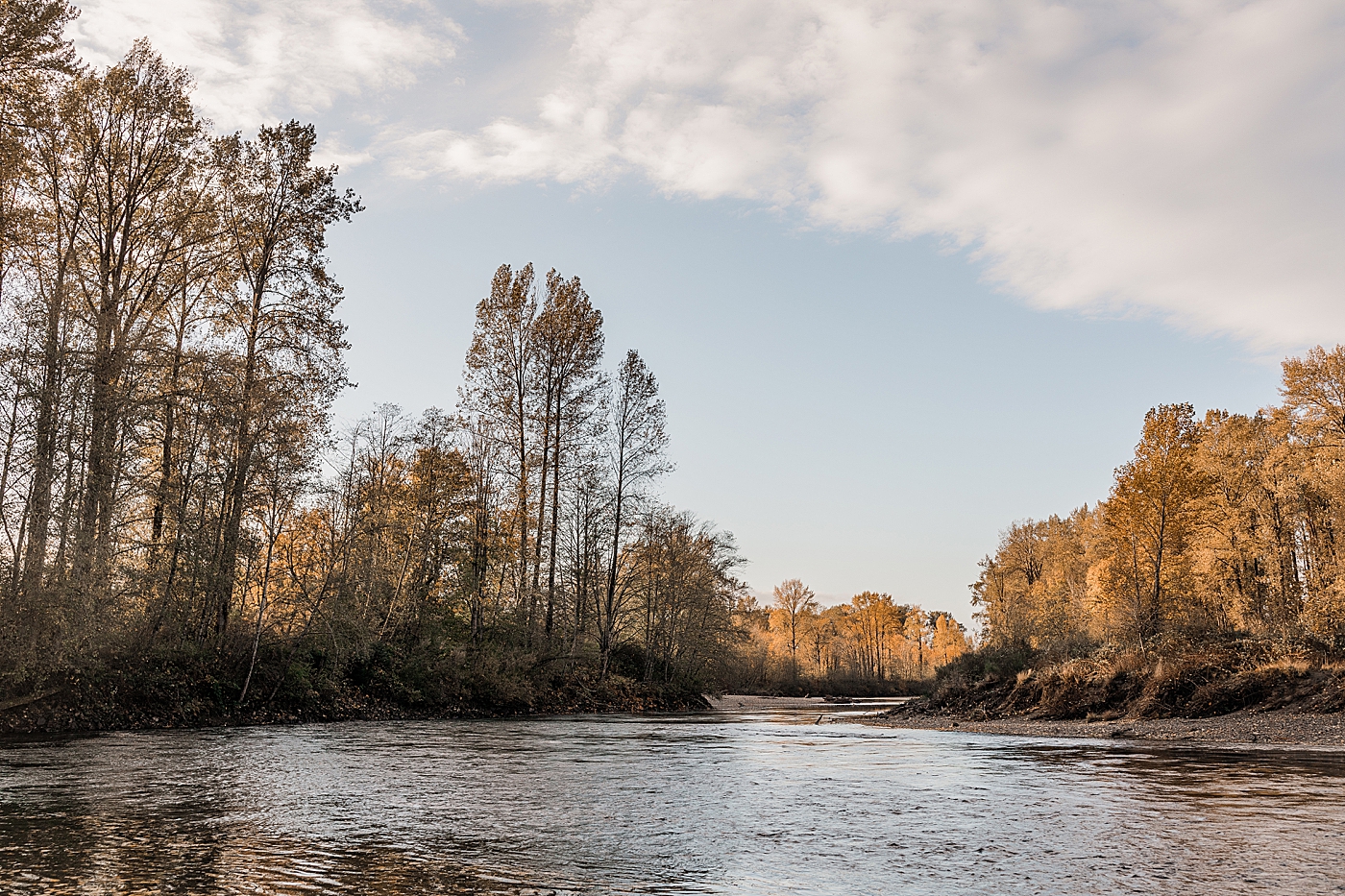 Snoqualmie River in the fall. Photo by Megan Montalvo Photography.