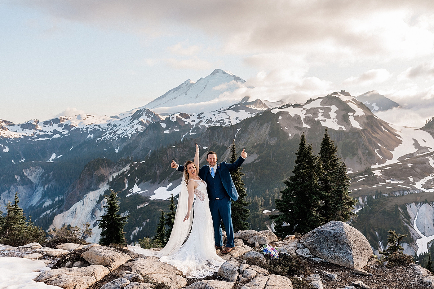 Summer elopement in the North Cascades at Artist Point. Photo by Megan Montalvo Photography.