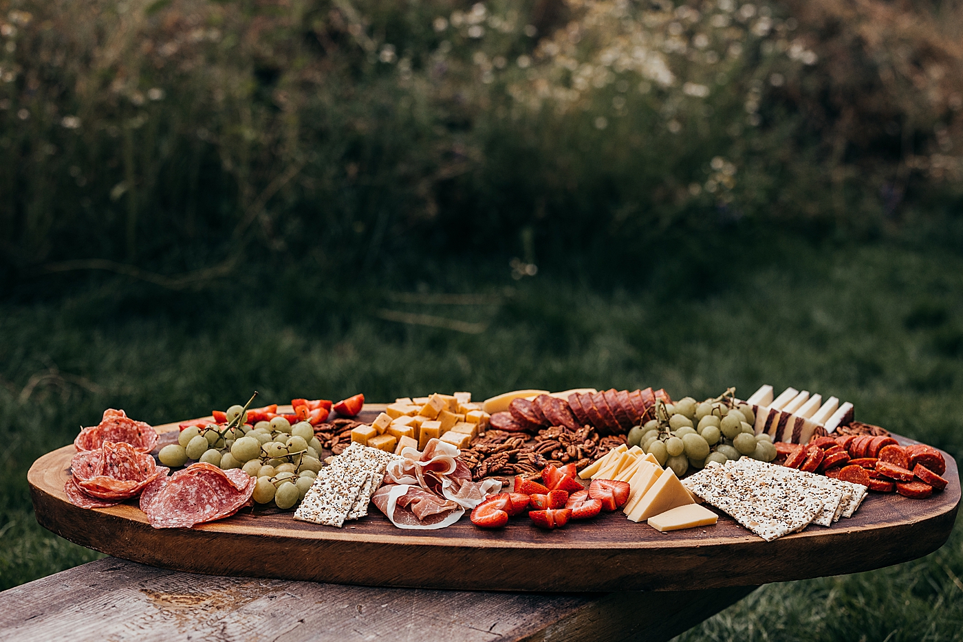 Charcuterie board for sunrise elopement. Photo by Megan Montalvo Photography.