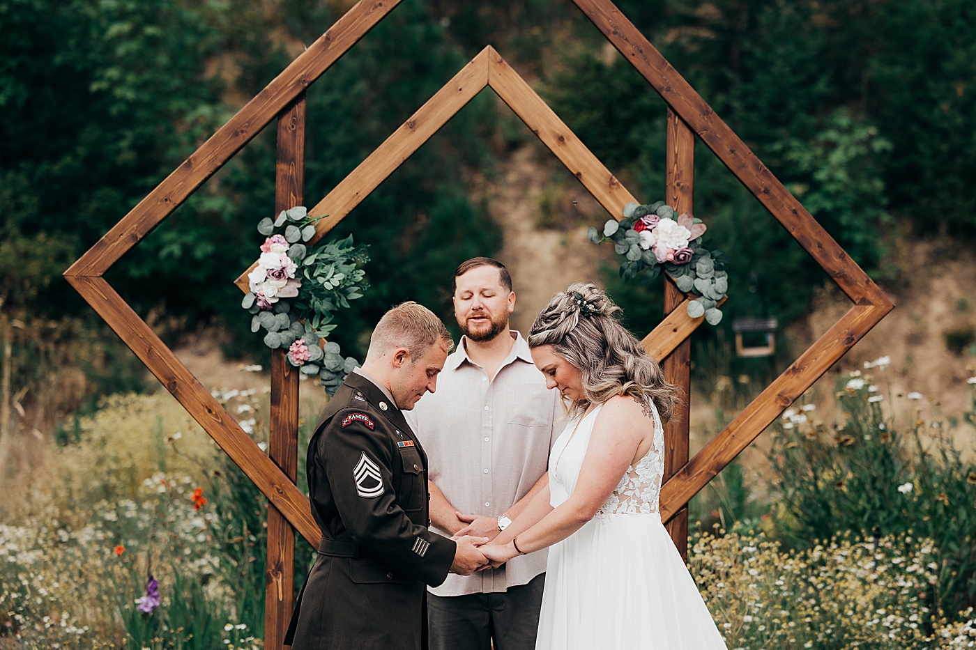 Intimate military elopement in Leavenworth, WA. Photo by Megan Montalvo Photography.