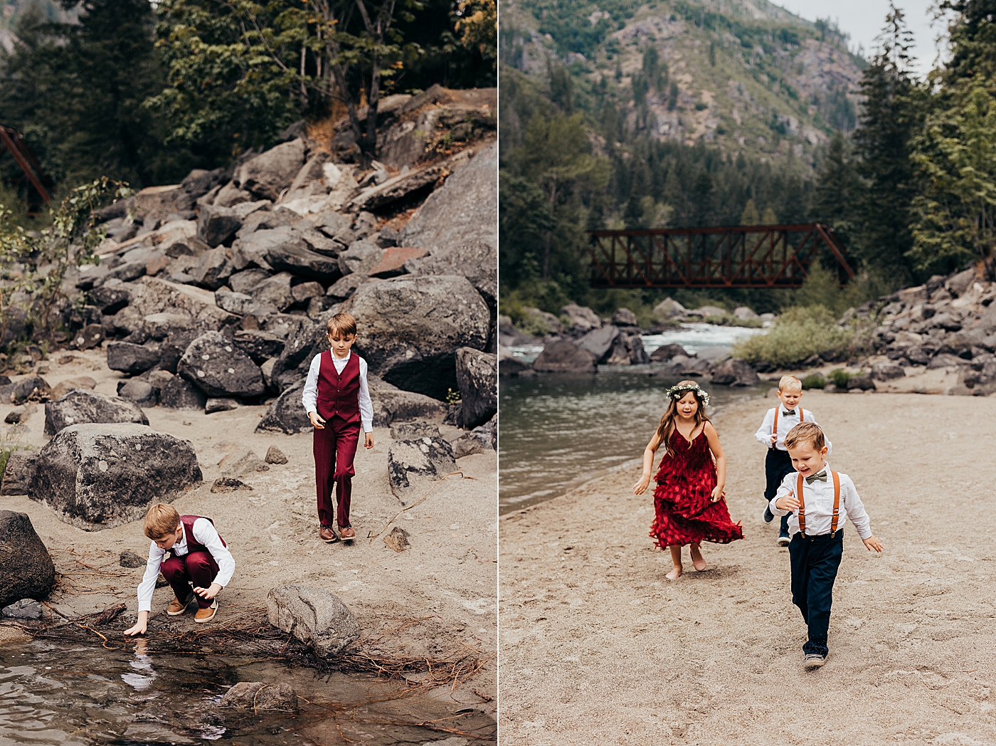 Kids playing by the water. Photo by Megan Montalvo Photography.