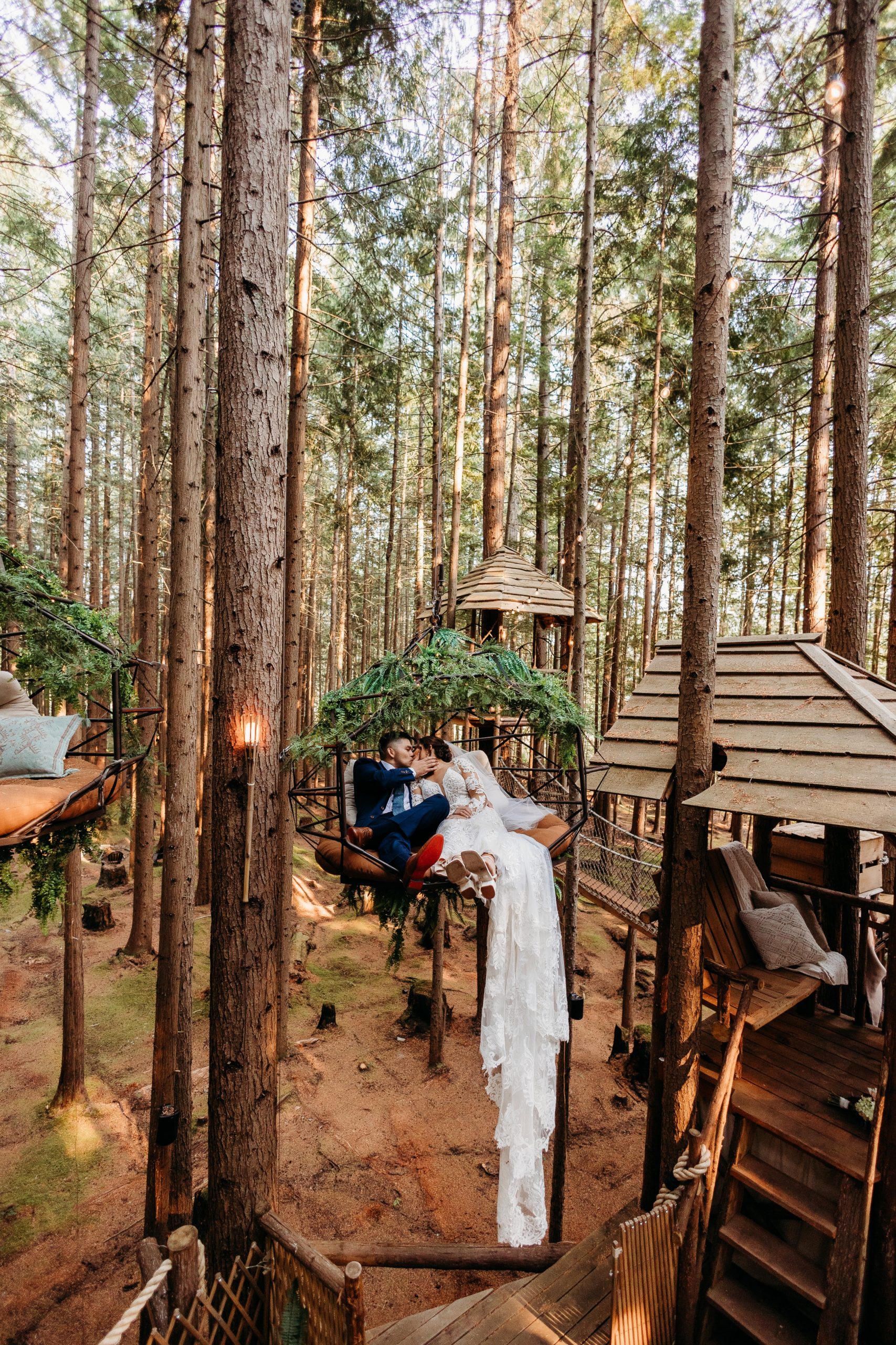 Couple eloping at Emerald Forest, an intimate PNW wedding venue. Photo by Megan Montalvo Photography.