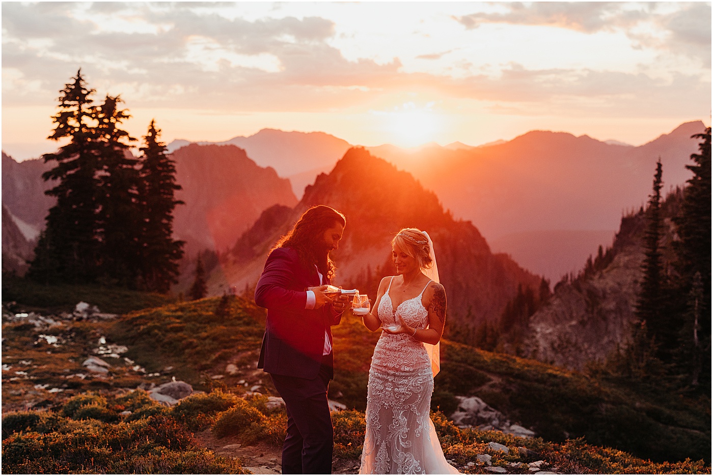 Couple toasting after intimate elopement | Photo by Megan Montalvo Photography
