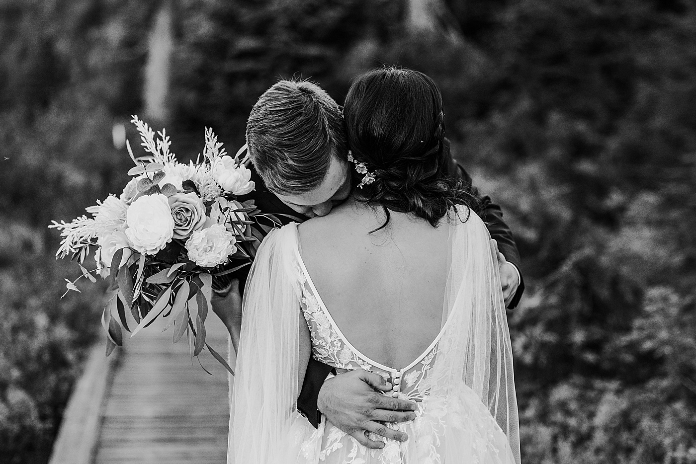 Bride and groom hugging | Megan Montalvo Photography