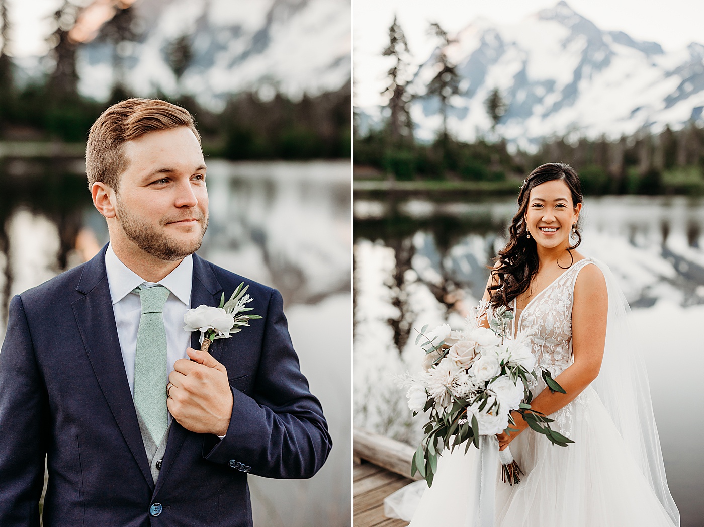Bride and groom portraits at Mount Baker elopement | Megan Montalvo Photography