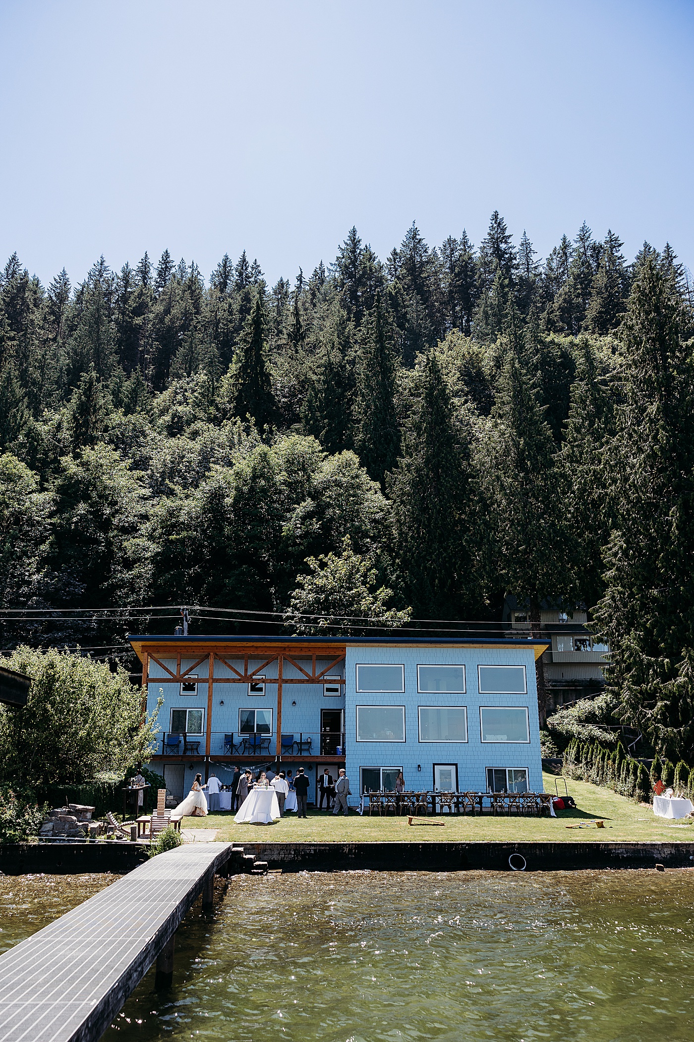 Reception at house after small elopement in Washington at Mount Baker | Megan Montalvo Photography