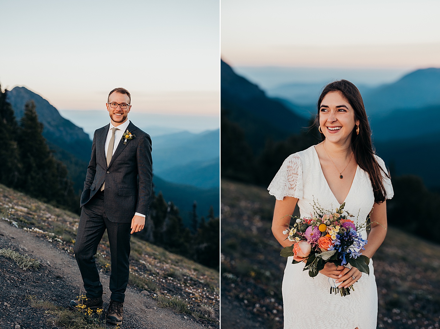Bride and groom portraits at Hurricane Ridge | Megan Montalvo Photography