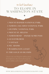 Where to Elope In Washington State Infographic