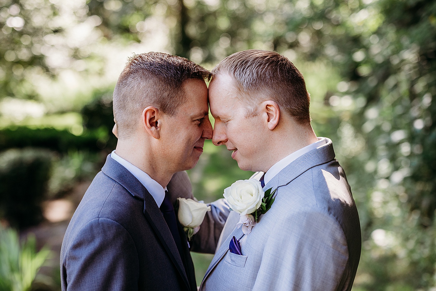 First look portraits for same-sex wedding at Sanders Estate | Megan Montalvo Photography