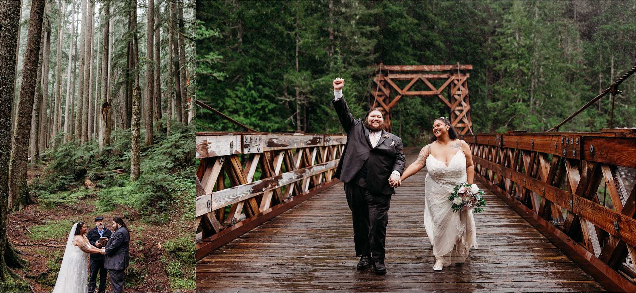 Newly Wed Couple at Longmire in Mt. Rainier 