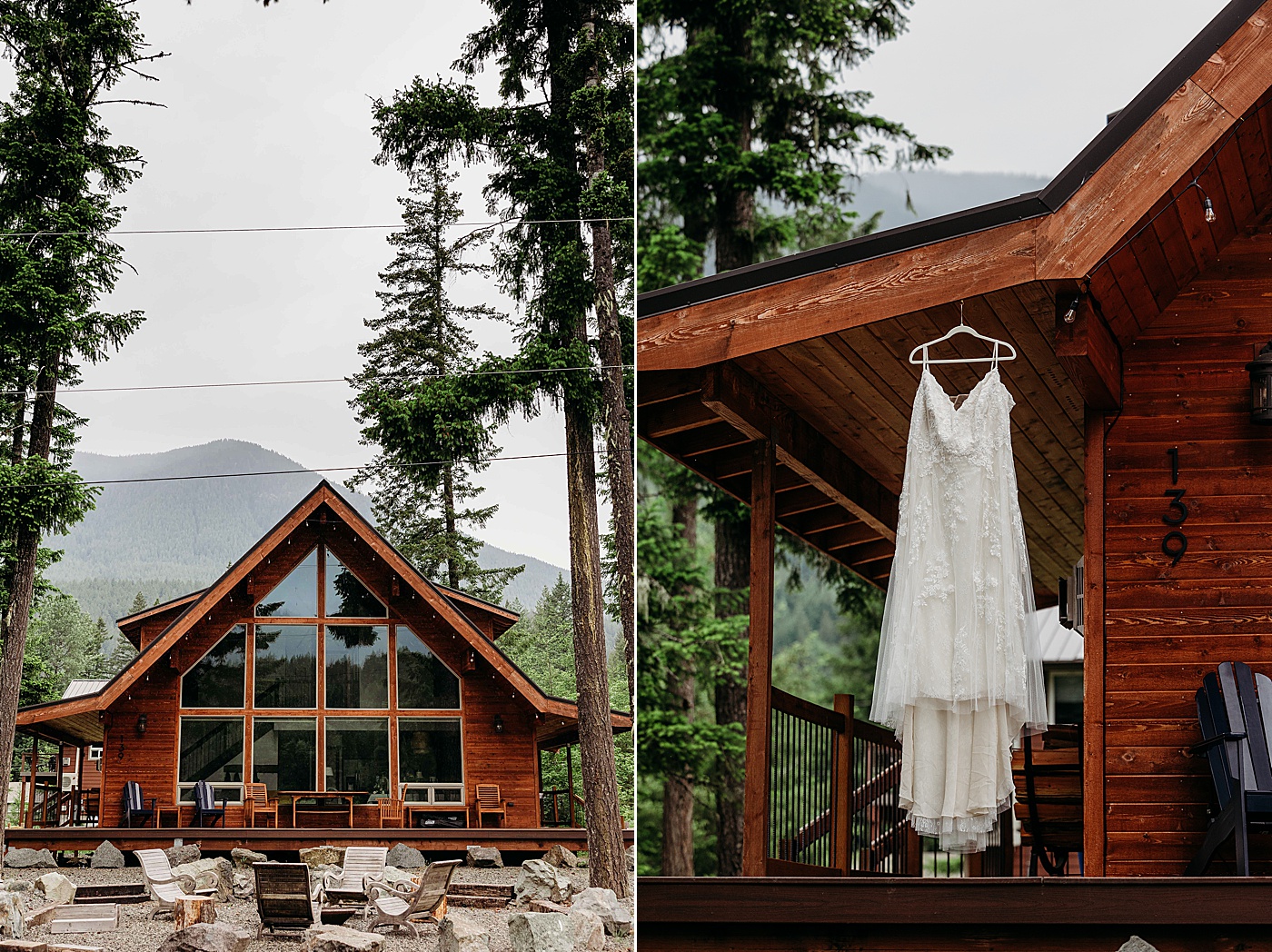 Airbnb in Packwood, WA with bridal gown | Photo by Megan Montalvo Photography
