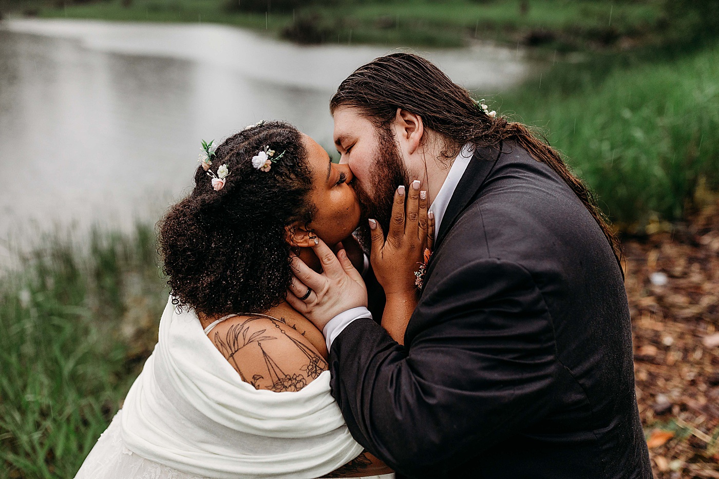 Bride and groom kiss | Photo by Megan Montalvo Photography