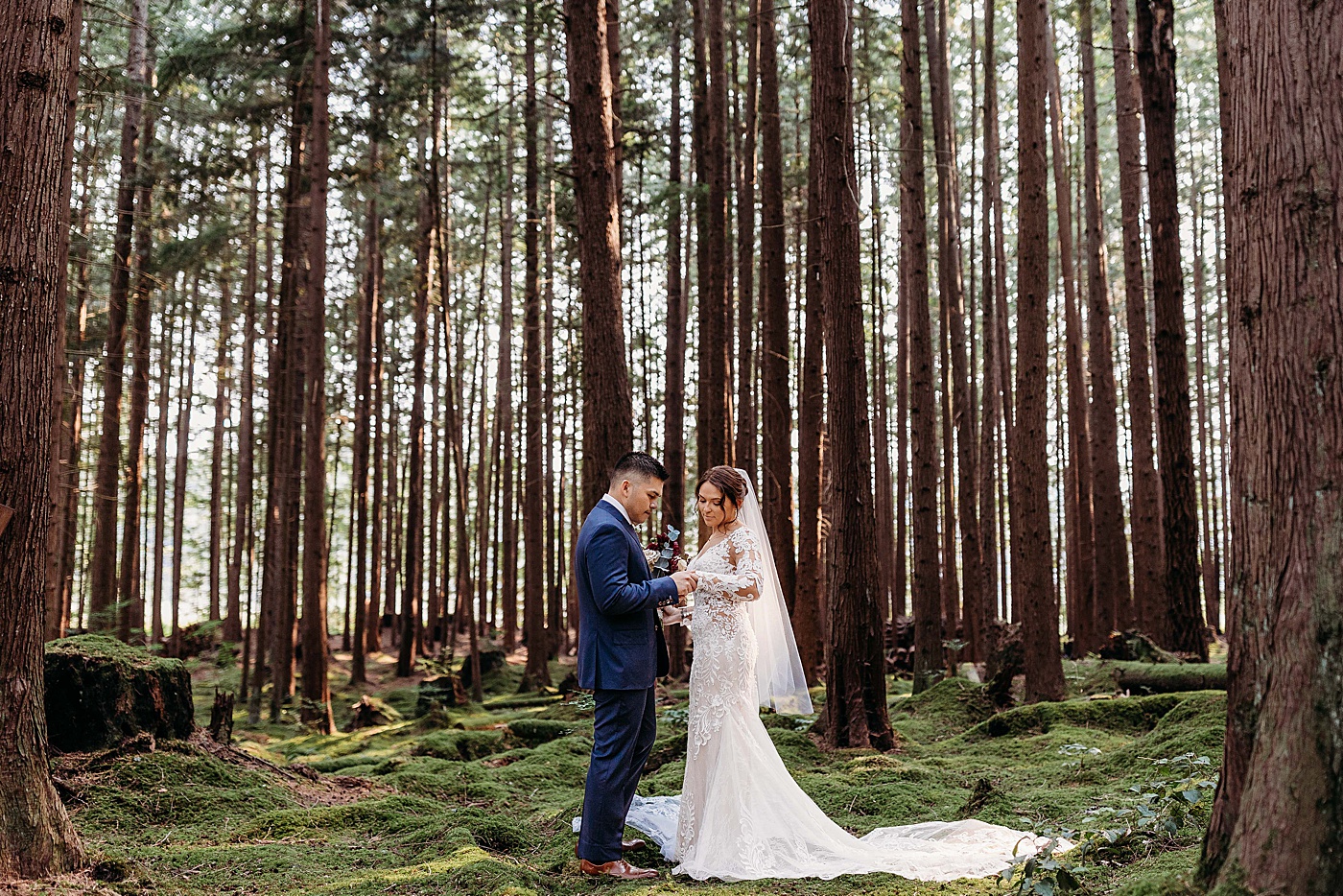 Bride and groom portraits at Emerald Forest Treehouse | Photo by Megan Montalvo Photography