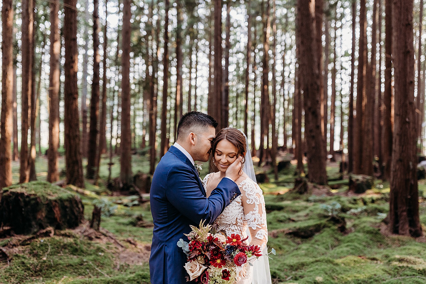 Bride and groom portraits at Emerald Forest Treehouse | Photo by Megan Montalvo Photography