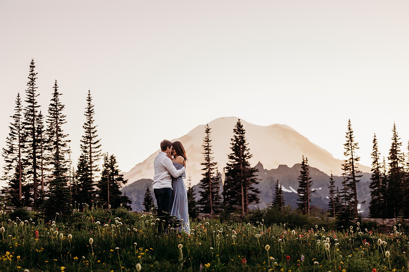 Mt. Rainier wildflower engagement session | Photo by Megan Montalvo Photography