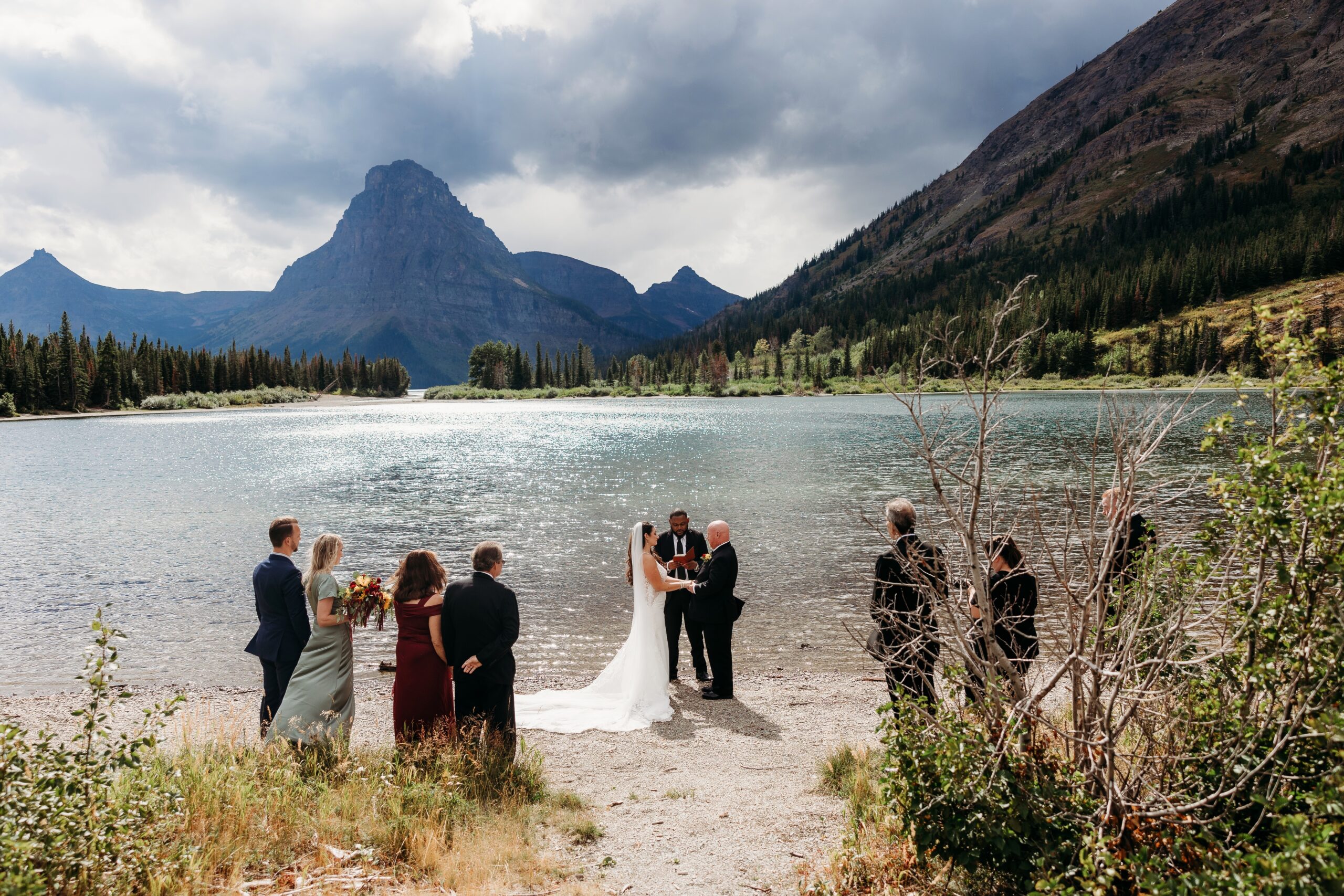 small, intimate ceremony lakeside in glacier national park