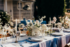 wedding reception table at rose garden