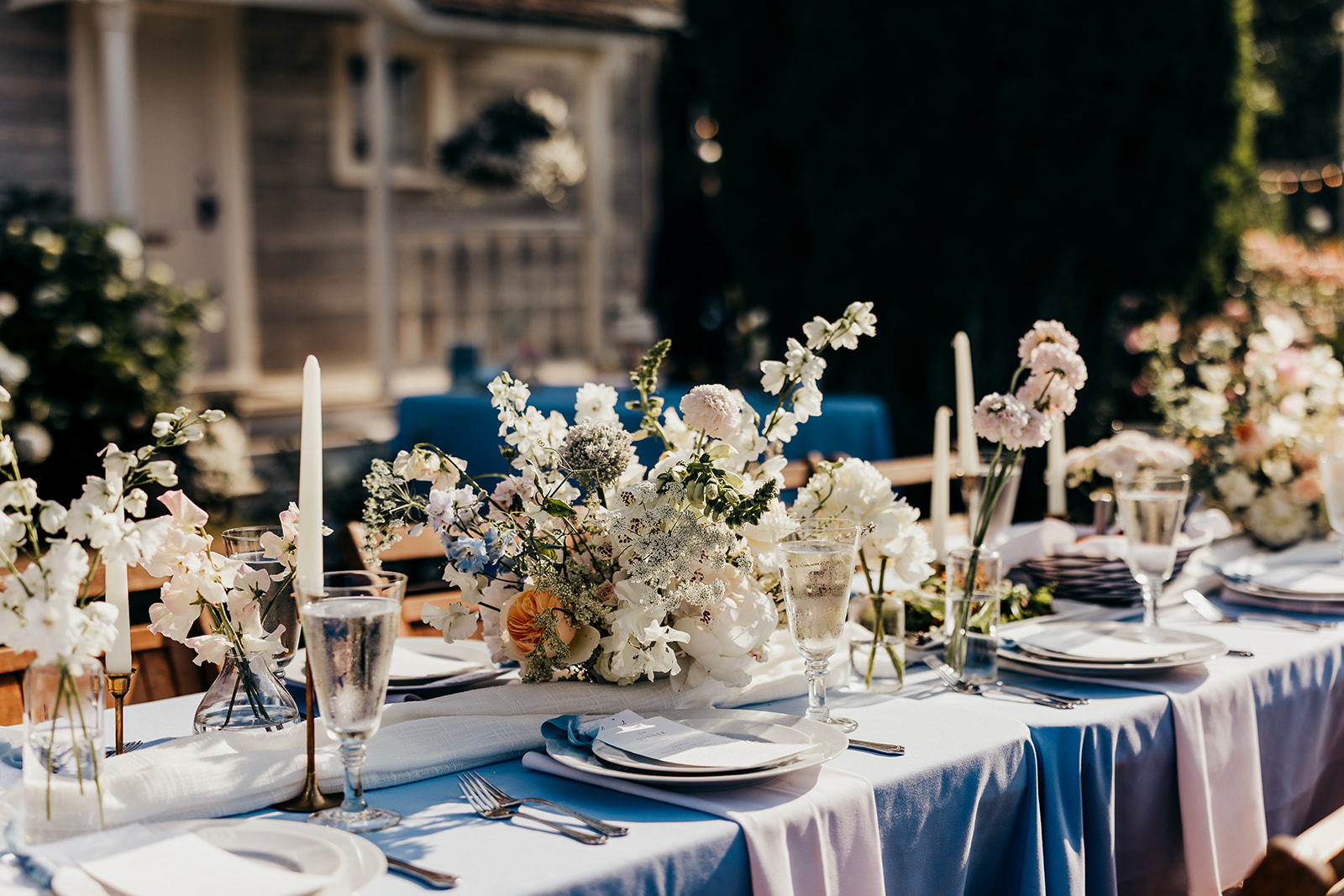 wedding reception table at rose garden